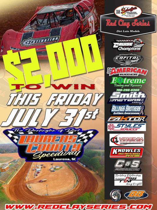 Trip to Laurens County Speedway Next for Red Clay 602 Series on July 31