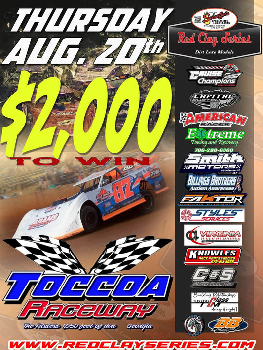 Toccoa Raceway Next for Red Clay 602 Late Model Series on August 20