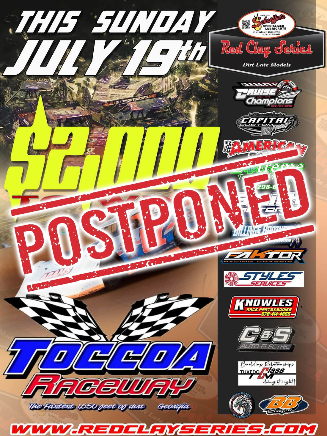 Toccoa Raceway Event Postponed Until Thursday, August 20